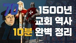 1500년 교회 역사 10분 요약 핵심 정리 (70~1517)이보다 완벽하고 감동적인 정리는 우주 어디에도 없다! 누가 교회사 어렵다 말했나