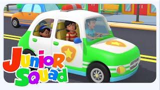 Junior Squad Roues sur la Voiture de Police Chanson + Plus 3d Comptines en Français