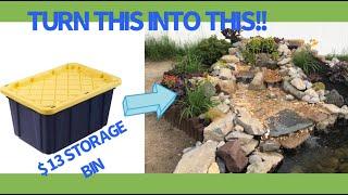 ON A BUDGET⁉️MAKING A WATERFALL BOX FOR YOUR YARD POND OR WATER GARDEN FROM A $13 STORAGE BIN‼️WOW️