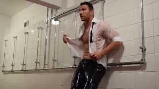 Keegan Hirst: Gets wet Behind the scenes of his Attitude cover shoot