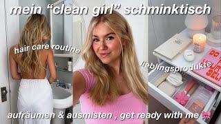 VANITY TOUR  aufräumen, hair routine, lieblingsprodukte, grwm *schminktischtour*