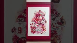 Kansas City Chiefs Display Framed Football Lithograph Patrick Mahomes Travis Kelce - Trading Frames