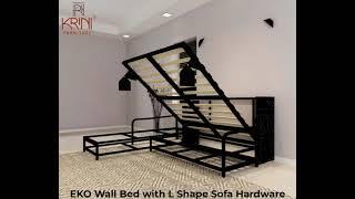 Wall Bed Furniture Hardware and Fittings | EKO Wall Bed with L shape Sofa Hardware | Murphy Bed