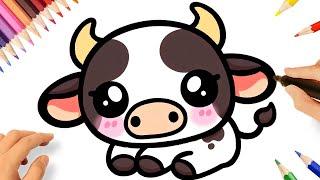 HOW TO DRAW A CUTE COW KAWAII EASY 