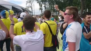 Swedish fans outside the stadium before quarterfinal against England World Cup 2018