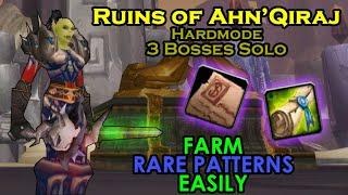 Solo Farming RARE PATTERNS in Ruins of Ahn'Qiraj - 3 Bosses Solo - Season of Discovery