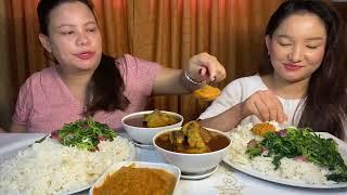 आज चै pork मा झोल राखेर बनाएको,अनि टमटर र लसुन धनिया राखेको चटनी,अनि साग