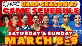 UAAP GAME SCHEDULE | SEASON 87 VOLLEYBALL | MARCH 8-9, 2025 SATURDAY & SUNDAY