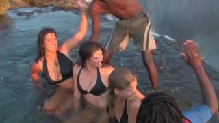 Girls unbelievable experience at Victoria Falls! Devil's Pool, Livingstone Island, Zambia