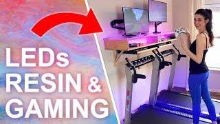 DIY Treadmill Gaming Desk (with Galaxy RESIN & LEDs)