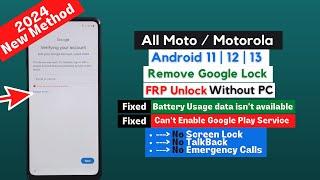 All Motorola 2024 [Android 12/13] FRP/Google Lock Bypass - Fixed Battery Usage data isn't available