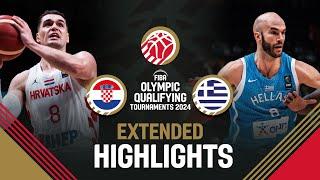 Final: Croatia  vs Greece  | Extended Highlights | FIBA OQT 2024 Greece