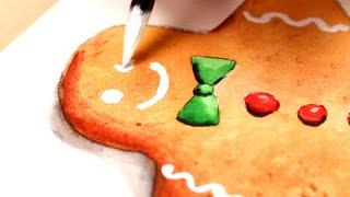 Gingerbread Man EASY Christmas Watercolor Painting Tutorial