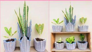 IDEAS OF FLOWER POTS FROM OLD TOWEL AND CEMENT | STEP BY STEP