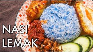 This Butterfly Blue Pea Nasi Lemak with the BEST Sambal recipe is *chef's kiss*