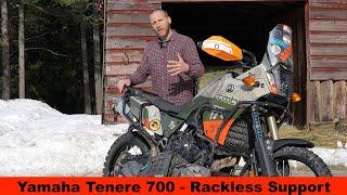 Yamaha Tenere 700 Rackless Support demoed with Mosko Moto Reckless 80L panniers