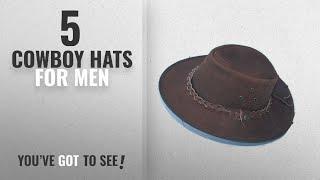 Top 10 Cowboy Hats For Men [2018]: LEATHER COWBOY WESTERN AUSSIE STYLE OUTBACK BUSH HAT 2b