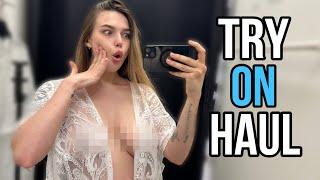[4K] New Transparent Dress In Dressing Room with Alina | Try on Haul 2024
