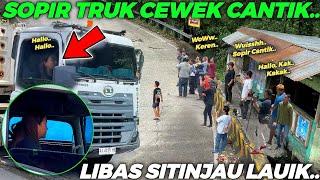 GILA., DITONTON RATUSAN WARGA !!! Truk Trailer Driver Wanita Melintasi Turunan Tajam Sitinjau Lauik