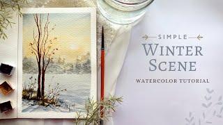 3 Colours to Paint a Simple Winter Scene: Full Watercolor Tutorial