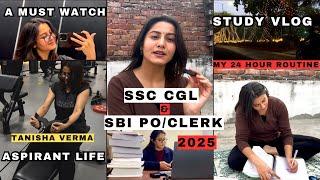 SSC & SBI PO/Clerk Study Vlog 2025 | My Realistic 24 Hour Routine | Aspirant Life #ssc #banking #sbi