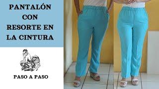 PASO A PASO!!! COSTURA PANTALÓN CON RESORTE EN LA CINTURA, BOTA RECTA CLÁSICO PARA DAMA.