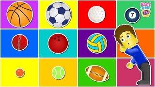 Fun Learn Types of Sports Balls | Different Balls Shapes For Kids - Homeschooling l baby time tv