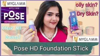 Myglamm Pose HD Foundation review warm sand || Pose HD Swatches || Pose Hd foundation shades .