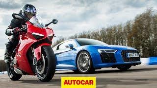 Drag race: Audi R8 vs Ducati Panigale V4 | Car vs Bike | Autocar