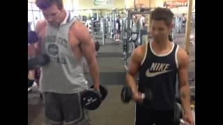 Derek Theler & Jean-Luc Bilodeau Working Out in the Gym