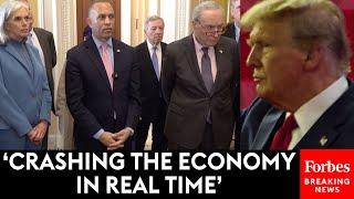 FULL BRIEFING: Top Congressional Democrats Blast Trump As Tariffs Set To Take Effect At Midnight