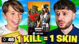 1 KILL = 1 SKIN GRATUIT SAISON 3 pour MON PETIT FRÈRE ! (8 ans)