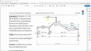 Design Of Hydraulic Structures 7 : EXAMPLE ON KHOSLA'S THEORY