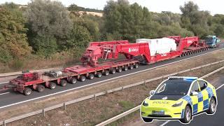 Very heavy transport escorted by police Tesla