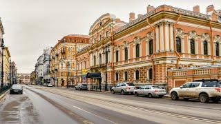  4K SAINT PETERSBURG. A walk along Vosstaniya street from Nevsky prospekt to Kirochnaya street.