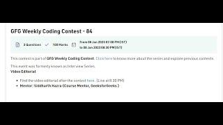 GeeksForGeeks Live Weekly Contest