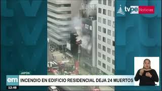 Incendio en edificio deja 24 muertos en Japón