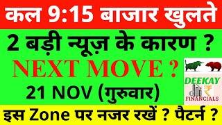 कल 9:15 बाजार खुलते Nifty Prediction For Tomorrow Banknifty Thursday 21 November Market Prediction