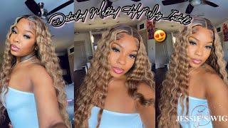 DETAILED MIDDLE PART HD LACE FRONTAL WIG INSTALL TUTORIAL| BODY WAVE HIGHLIGHTED WIG Ft.Jessie’s Wig