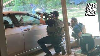 Terrifying moment shootout breaks out, leaving 4 law enforcement officers dead near Charlotte: video