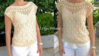 How to Crochet Lacy Summer Blouse, Lacy Flowers Blouse, Crochet Video Tutorial