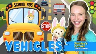 Learn Vehicles for Toddlers | Firetruck, Cars, Train & Wheels on The Bus | Videos for Kids