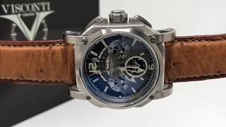 Visconti Automatic Watch 2Squared Crono Silver Shadow Ostrich Chesnut KW35-01