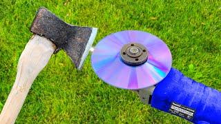 How to Sharpen an AX in 10 Seconds ! Brilliant Idea with a Compact Disc !