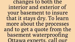 Basement Waterproofing Ottawa   The Foundation Experts Inc