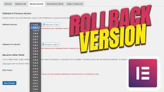 How to roll back Elementor to a previous version