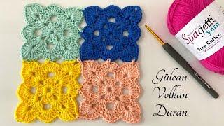 ZARİF VE KOLAY KARE ÖRGÜ MOTİF YAPIMI MODELLİ MOTİF - EASY CROCHET ️