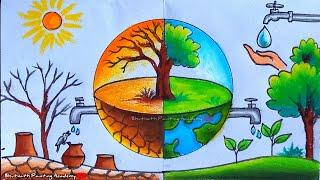 save water save environment ||World Water Day poster painting tutorial
