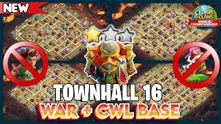 NEVER 3 STAR TH16 BEST FOR WAR AND CWL BASE || TOP 10 TH16 BASE WITH LINK || TH16 BASE UPDATE 2024