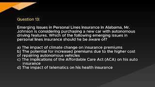 Alabama Personal Lines Insurance General Free Practice Test & Answer